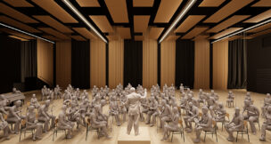 The New Jersey Symphony's new 44,000-square-foot Symphony Center in the downtown Powerhouse Arts District will include a multipurpose 550-seat theater; space for education and community programs; and 8,000 square feet for administrative offices.