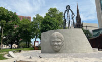 The city established its Newark Arts and Education District during a ceremony commemorating Juneteenth and officially renaming Washington Park Harriet Tubman Square in 2022. Pictured here and located in the park, Shadow of a Face by Nina Cooke John, stands as an interactive monument to Harriet Tubman. - JESSICA PERRY/NJBIZ