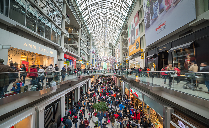 Shoppers in a busy mall
