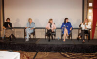 The inaugural NJBIZ Women’s Leadership Summit took place Nov. 14 at The DoubleTree by Hilton Somerset. One of the panels, Making the Leep, featured (from left) moderator Jessica Perry, NJBIZ managing editor; Erin Mills, CEO, Strat House; Elené Costan, chief human resource officer, Berjé; Masha Sherman, chief financial officer, Greek Real Estate Partners; and Monica Smith, CEO and founder, Marketsmith Inc.