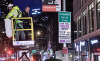 MTA Chair and CEO Janno Lieber helps unveil the final Congestion Relief Zone at Broadway and West 62nd Street in New York City on Jan. 4, 2025, hours before the Central Business District Tolling Program went into effect.