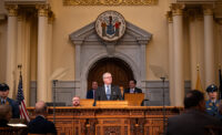 Gov. Phil Murphy delivers the State of the State Address in the Assembly Chambers in Trenton on Jan. 14, 2025.