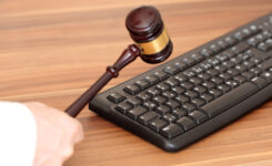Gavel and keyboard