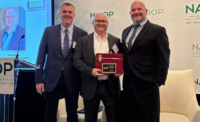 From left: Matt Schlindwein, Mark Shearer and Dan Kennedy at the NAIOP NJ 2025 Annual Meeting and Commercial Real Estate Outlook. - PROVIDED BY NAIOP NJ