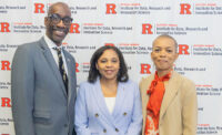From left: Rutgers-Newark interim Chancellor Jeffrey Robinson; Lt. Gov. Tahesha Way; and Fay Cobb Payton, executive director of the Institute for Data, Research and Innovation Science at Rutgers-Newark.