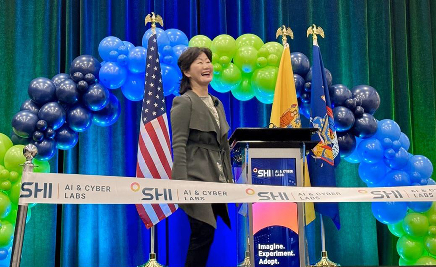 Thai Lee, president and CEO, SHI International, at the ribbon-cutting ceremony for the new AI & Cyber Labs in Piscataway on April 8, 2025.
