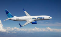 A United aircraft in flight