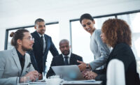 Staff meeting with managers and employees