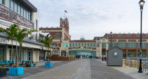 The Asbury Park boardwalk and the iconic convention center, shown in October 2020.