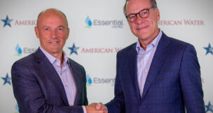 American Water President and CEO John Griffith (left) and Essential Utilities Chairman and CEO Christopher Franklin.
