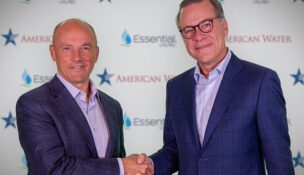 American Water President and CEO John Griffith (left) and Essential Utilities Chairman and CEO Christopher Franklin.