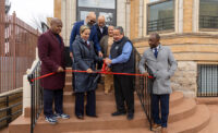 Elected officials and organization executives cut the ribbon on the La Casa de Don Pedro mental health center in Newark on Nov. 13, 2025.