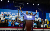 Former President Barack Obama joined New Jersey Democratic gubernatorial candidate Mikie Sherrill at a rally Nov. 1, 2025, in Newark. The event drew over 3,000 supporters in person and more than 750,000 views online.