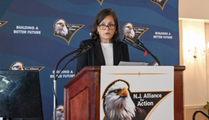 New Jersey State Treasurer is Elizabeth Maher Muoio speaks at the New Jersey Alliance for Action's 41st Annual Construction Forecast, Nov. 7 in Monroe. - PROVIDED BY NJ ALLIANCE FOR ACTION