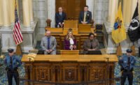Gov. Mikie Sherrill gives her first Budget Address in the Assembly Chambers of the State House in Trenton on March 10, 2026.