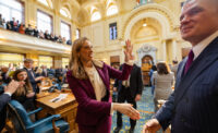 Gov. Mikie Sherrill gives her first Budget Address in the Assembly Chambers of the State House in Trenton on March 10, 2026.