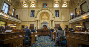 Gov. Mikie Sherrill gives her first Budget Address in the Assembly Chambers of the State House in Trenton on March 10, 2026.