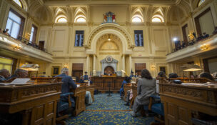 Gov. Mikie Sherrill gives her first Budget Address in the Assembly Chambers of the State House in Trenton on March 10, 2026.