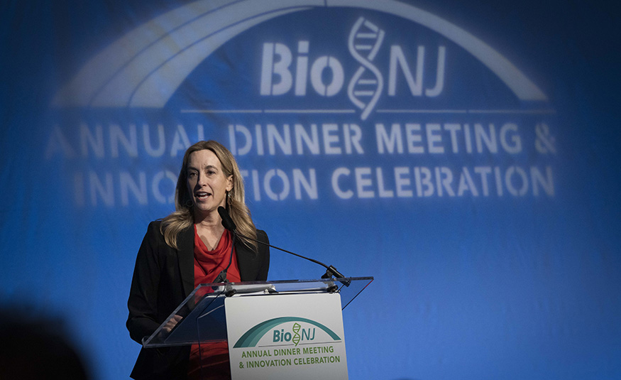 Gov. Mikie Sherrill gives remarks at BioNJ's 33rd Annual Dinner Meeting & Innovation Celebration