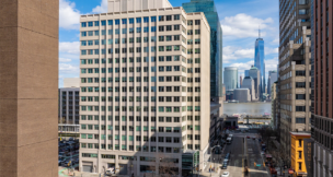 Class A office tower 30 Montgomery along the Hudson River waterfront in Jersey City. PROVIDED BY REAL CAPTIAL SOLUTIONS