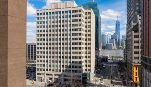 Class A office tower 30 Montgomery along the Hudson River waterfront in Jersey City. PROVIDED BY REAL CAPTIAL SOLUTIONS