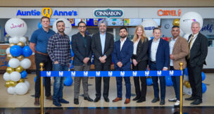 Officials and stakeholders celebrate the addition of new food options at Secaucus Junction, including Auntie Anne’s Pretzels, Cinnabon and Carvel Ice Cream.