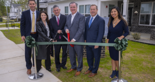 From left: The Michaels Organization Vice President Nick Cangelosi, Voorhees Township Committeewoman Michelle Nocito, Assembly Majority Leader Louis Greenwald, Voorhees Township Mayor Michael Mignogna, Camden County Commissioner Director Louis Cappelli Jr., AND NJHMFA Chief of Multifamily Programs Debra Urban cut the ribbon at Victory Commons in Voorhees Township April 30, 2026. PROVIDED BY CAMDEN COUNTY