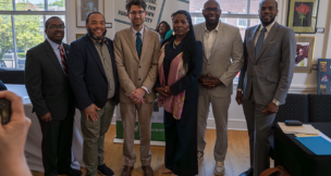From left: Burlington City Mayor Barry Conaway, Burlington County Commissioner Randy Brolo, Arts Guild President Shanisha Ray, state Sen. Troy Singleton and Main Street Burlington President Seigha Omuso at the launch for Second Saturdays in May 2026. PROVIDED BY NJEDA/ARTS GUILD OF NEW JERSEY