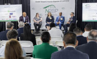 Panel discussion moderated by Elnardo Webster of Connell Foley, featuring Frank Giantomasi of CSG Law, Allison Ladd of the City of Newark, Linda Corso of Turner Construction Company, and Phillip Scott of H2M architects+engineers. PROVIDED BY NRPB
