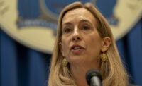 Gov. Mikie Sherrill holds a news conference at the State House in Trenton on July 21, 2026.