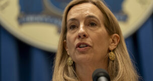 Gov. Mikie Sherrill holds a news conference at the State House in Trenton on July 21, 2026.