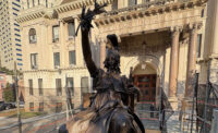 The Exchange Place Alliance is continuing its monument conservation efforts across Jersey City, including work on the Soldiers & Sailors monument, pictured here.