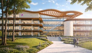 Rendering of Bristol Myers Squibb's planned $2.3 billion state-of-the-art manufacturing campus in Houston, Texas. - PROVIDED BY BMS