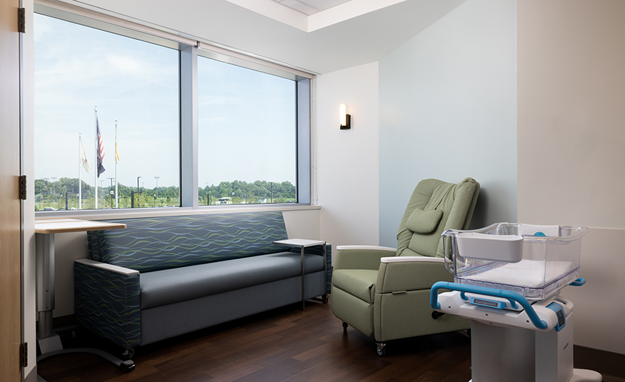 A patient room within the new and expanded Maternity Unit at Inspira Medical Center Mullica Hill. PROVIDED BY INSPIRA HEALTH