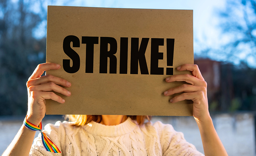 Activist holding a strike sign